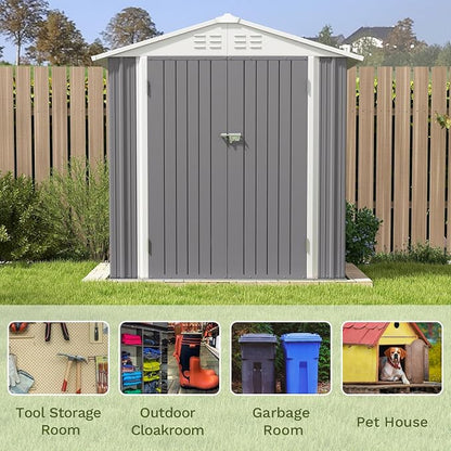 Patiowell 6x4 FT Outdoor Storage Shed, Metal Outdoor Sheds - Image 4