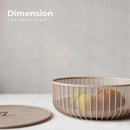 Metal Fruit Bowl with Mesh Lid and Basket - Image 3