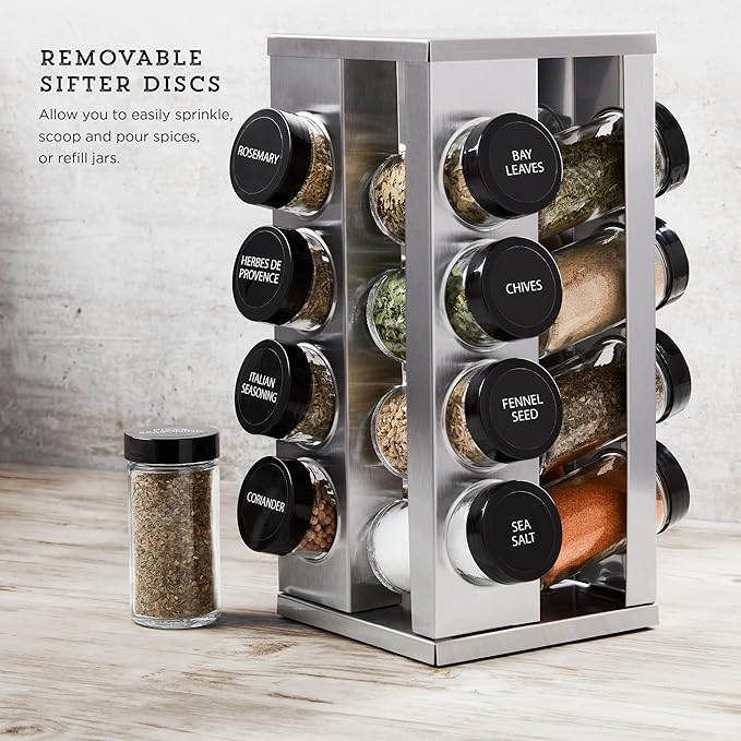 Kamenstein 16 Jar Heritage Revolving Countertop Spice Rack Organizer - Image 5