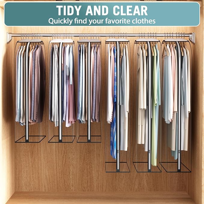 Liuoud Clear Garment Bag for Hanging Clothes 10” Gusseted, Suit Bags for Open - Image 6