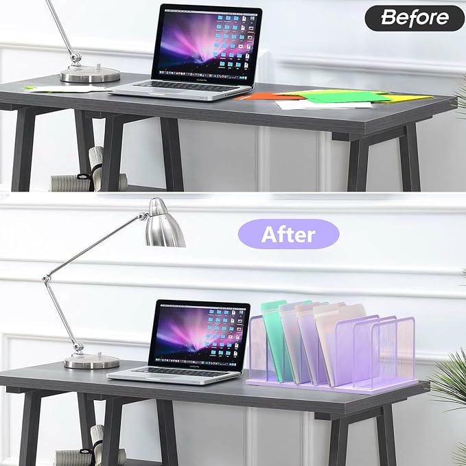 Kuntine.B Desk File Organizer Upright Mesh Desktop Organizer File Sorter Office - Image 3