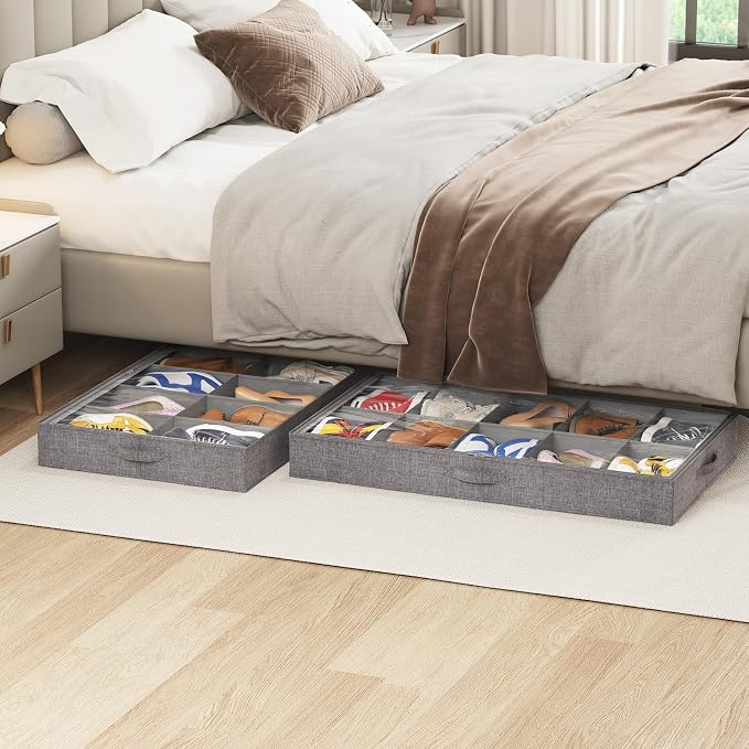 Lifewit Under Bed Shoe Storage Organizer Fits 10 Pair Sneakers, 4.3 Inches Tall - Image 9