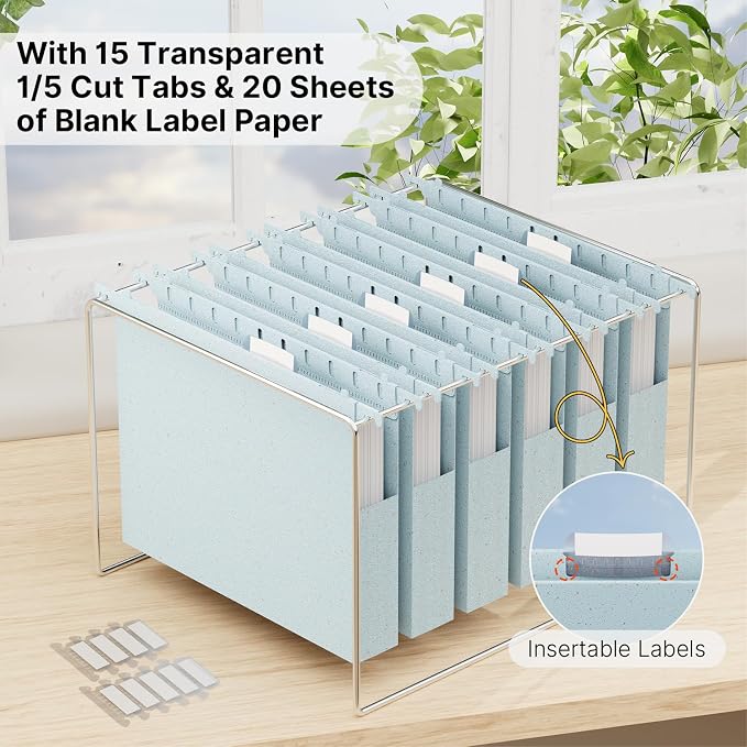 Extra Capacity Hanging File Folder Letter Size, 12 Pack Heavy Duty 1 Inch - Image 5