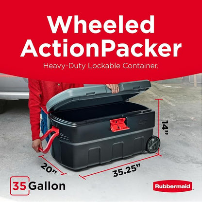 Rubbermaid ActionPacker 35 Gallon, Made in USA, Lockable Plastic Storage Bin - Image 2