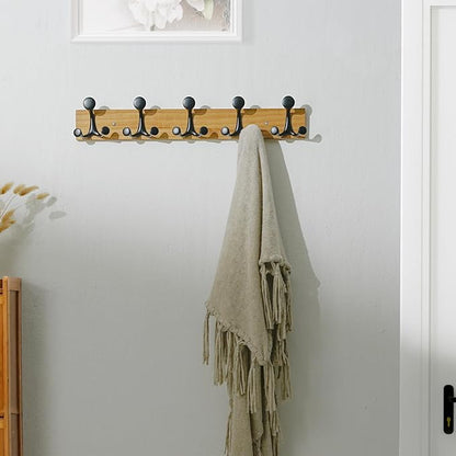 SKOLOO 24-Inch Light Brown Wood Coat Rack Wall Mount - Image 3