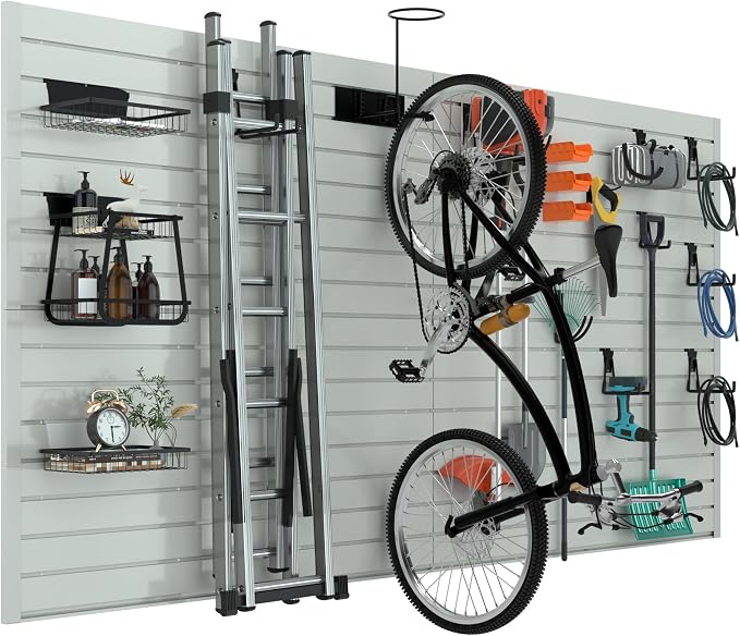 RELIANCER PVC Slat Wall Panels, 4ft by 8ft Garage Wall Organizer Storage System by RELIANCER