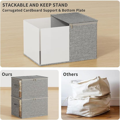 Clothes Storage Bins with Sturdy Frames, Foldable Fabric Clothing Organizer Box - Image 3