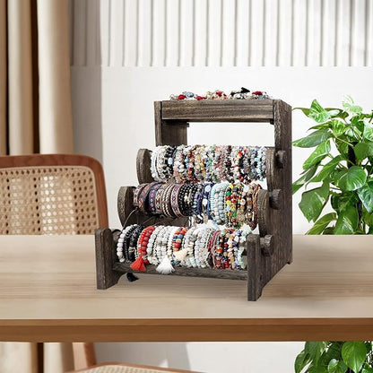 LadyRosian 4 Tier Wooden Bracelet Holder, Bangle Watch Necklace Display Storage - Image 7