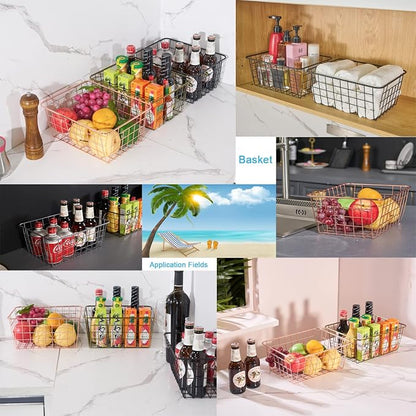 JUNCHU CHERRY Wire Kitchen Storage Basket 4 Packs, Perfect Pantry Organization - Image 9
