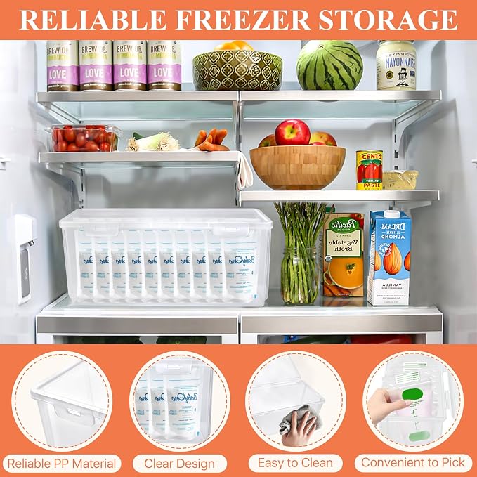 2Pcs Refrigerator Organizers and Storage, PP Freezer Organizer Bins - Image 5