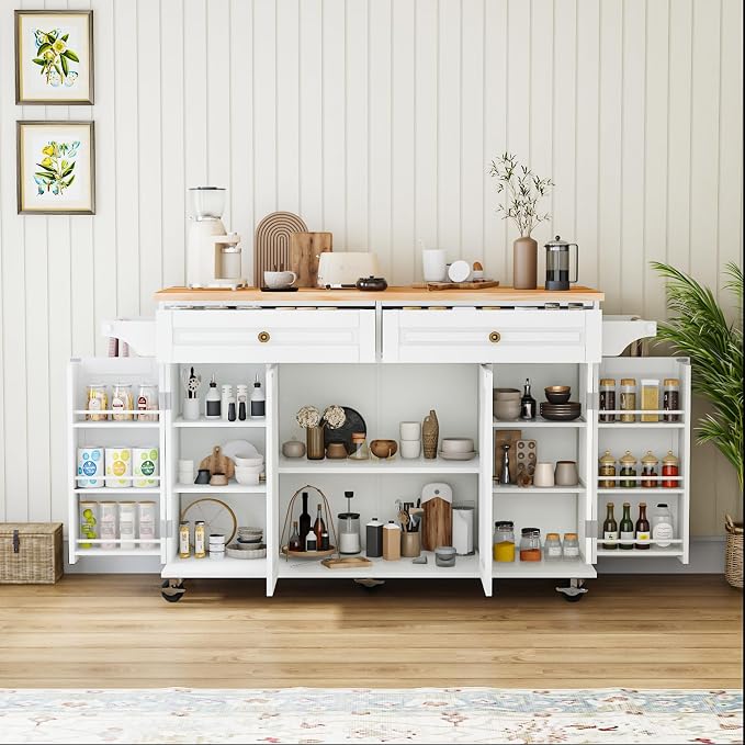59’’ Rolling Kitchen Island Cart by JassmiPkwy