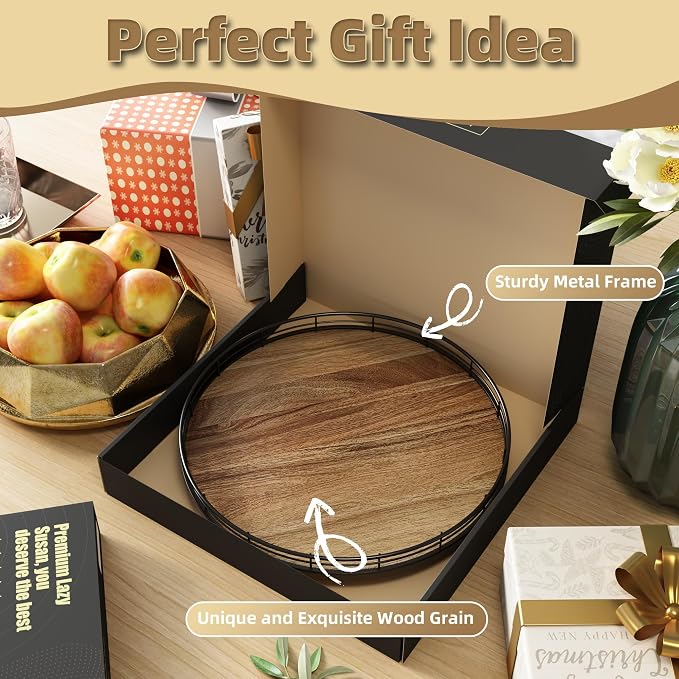 Acacia Wood 13" Lazy Susan Turntable Organizer - Image 7