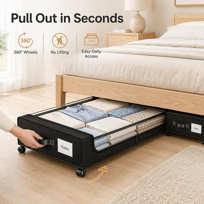 Camkey® Under Bed Storage with 360° Wheels, 60L Low-Profile Rolling Underbed - Image 3