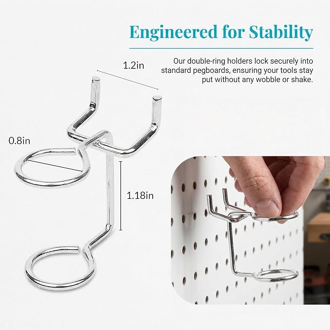 5Pcs Pegboard Screwdriver Holder Tool Organizers Double-Ring Peg Board Hang - Image 7