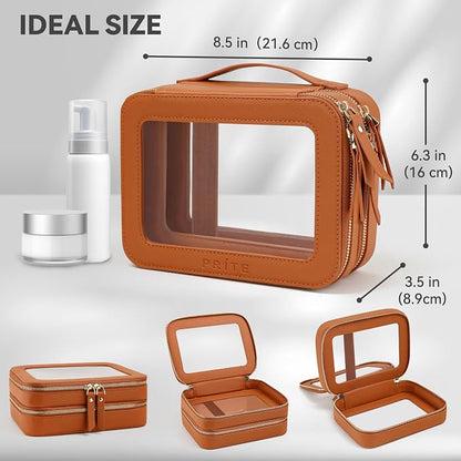 Prite Large Clear Makeup Bag Double Layer Makeup Bag - Image 3