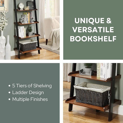 Convenience Concepts French Country Bookshelf Ladder, Dark Walnut / Black - Image 4