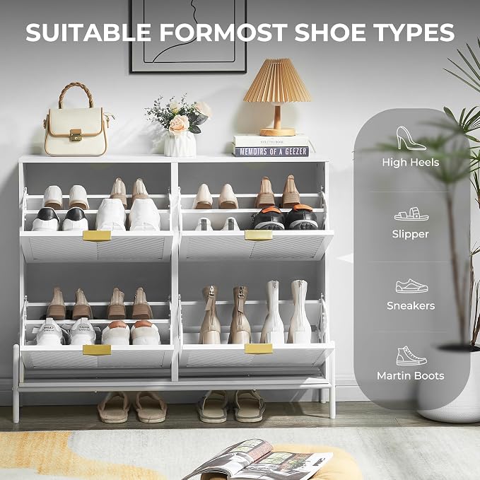 Shoe Cabinet with 4 Flip Drawers, Narrow Entryway Rack, Freestanding, - Image 5