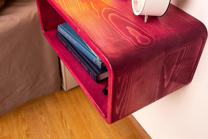 Floating Nightstand Wooden, Bedside Table, Nightstand Shelf, Wall Mounted - Image 3