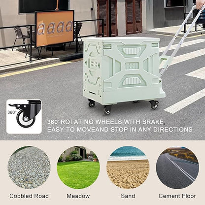 VECELO 66LHeavy-Duty 2-in-1 Foldable Utility Cart, Large Capacity Rolling Crate - Image 9