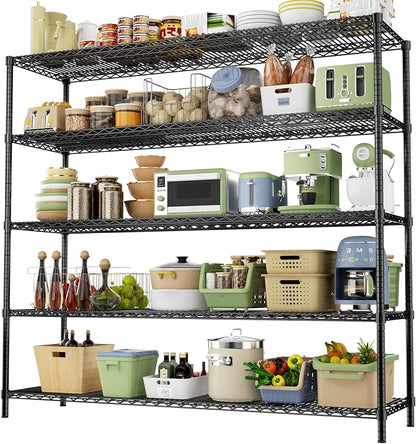 Storage Shelves Heavy Duty, 5-Tier Adjustable Metal Industrial Utility Shelf by ROOMTEC