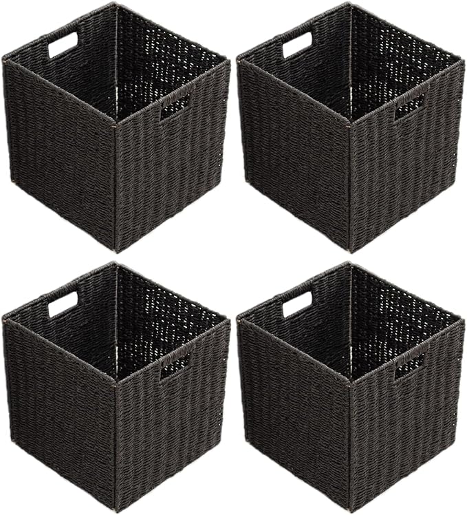 Handwoven Paper Woven Cube Basket Organizer by HaoGZMZFCL