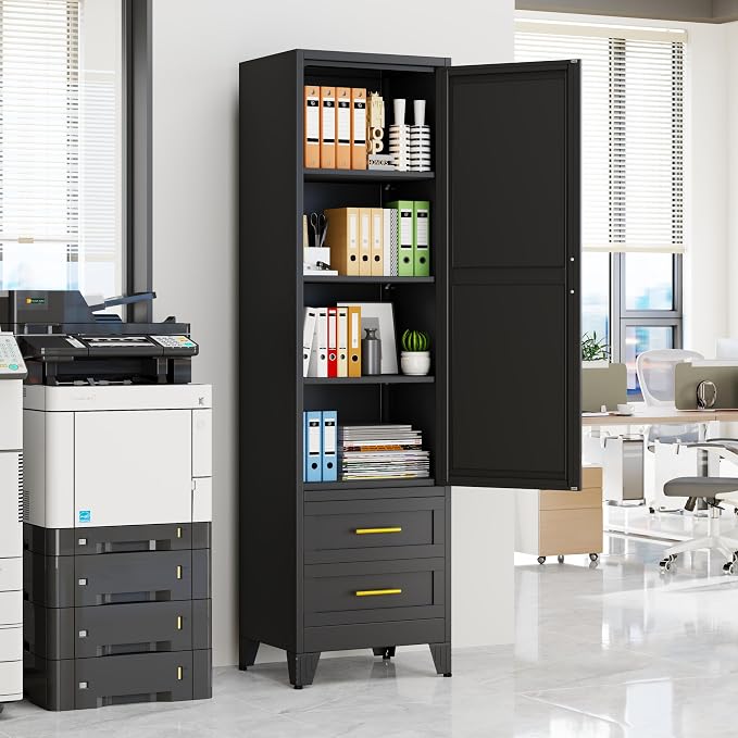 Tall Metal Narrow Storage Cabinet 67" H - Image 9