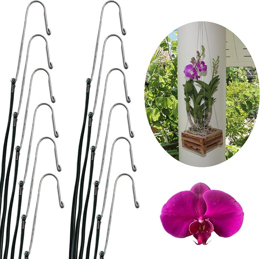 Set of 12 Hanging Wires for Orchid Baskets and Hanging Planters, 31 Inches Long by Desquiggle