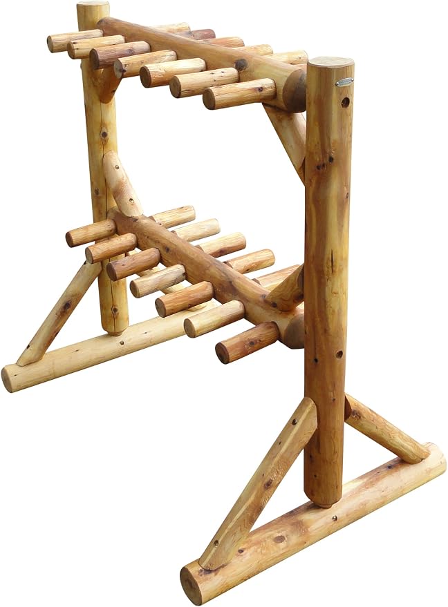 11-Place Freestanding Log Ski Rack Holder, Indoor & Outdoor Snowboard Racks - Image 3