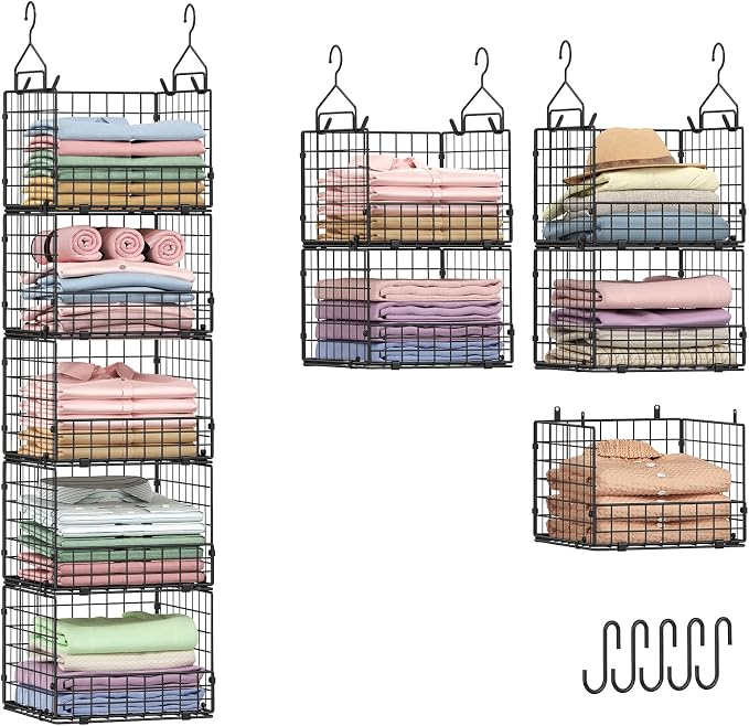 Sonyabecca 5-Tier Hanging Closet Organizer – Black Closet Storage Shelves by Sonyabecca