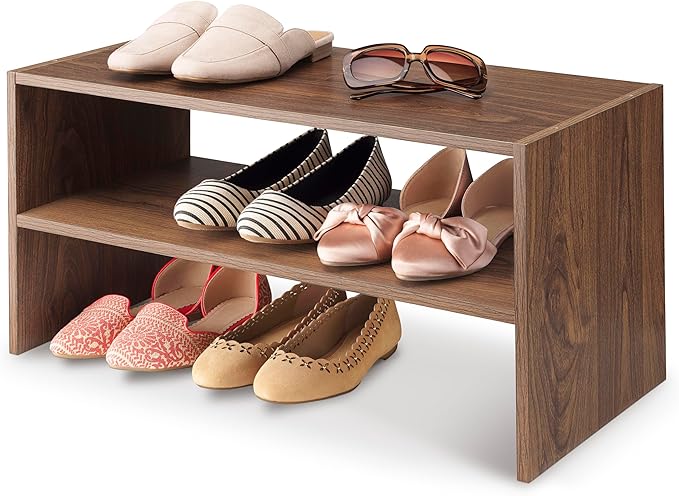 Whitmor Wood Stackable 2-Shelf Shoe Rack, 31 inches，2 Pack - Image 7