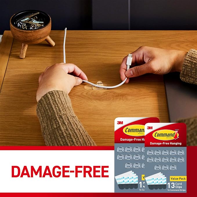Command Round Cord Clips, Damage Free Hanging Cable, - Image 9