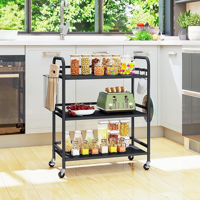 HDANI 3 Tier Metal Rolling Utility Cart, High Capacity Multi Purpose Heavy Duty - Image 6
