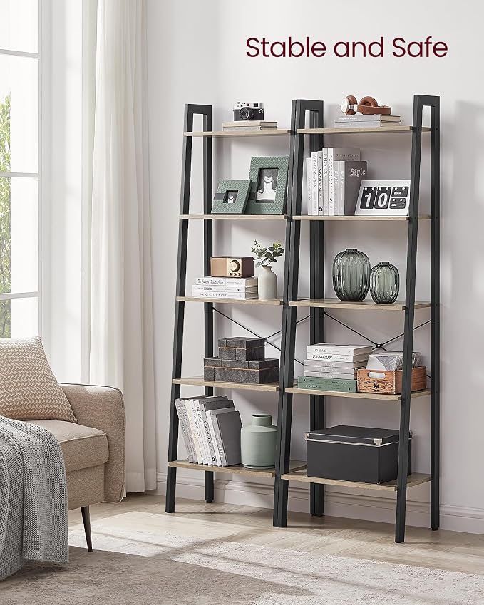 VASAGLE Ladder Shelf, 5-Tier Bookshelf, Storage Rack, Bookcase - Image 4