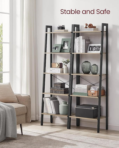 VASAGLE Ladder Shelf, 5-Tier Bookshelf, Storage Rack, Bookcase - Image 4