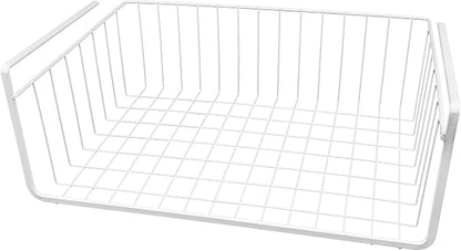 15-Inch Easy Install White Wire Under-Cabinet Hanging Basket Shelf Organizer – by SouthernHomewares