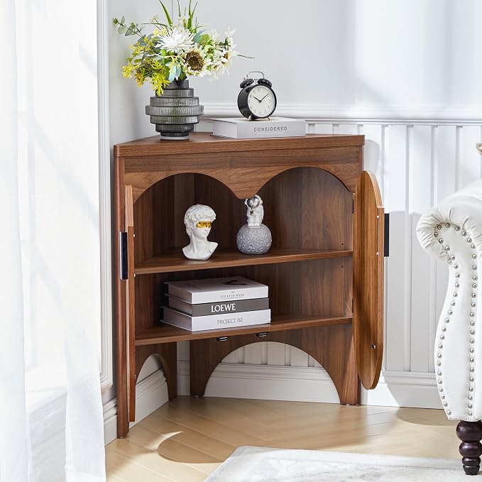 Small Corner Storage Cabinet, Mid Century Modern Floor Corner Cabinet - Image 3