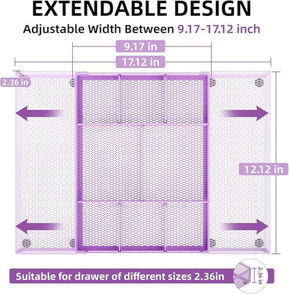 Marbrasse Expandable Desk Drawer Organizer, Mesh Drawer Organizer Tray - Image 2