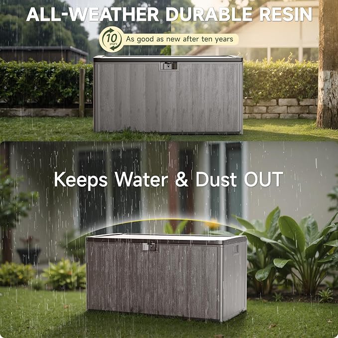120 Gallon Deck Box, Double Layer Waterproof Resin Outdoor Indoor Storage Box - Image 7