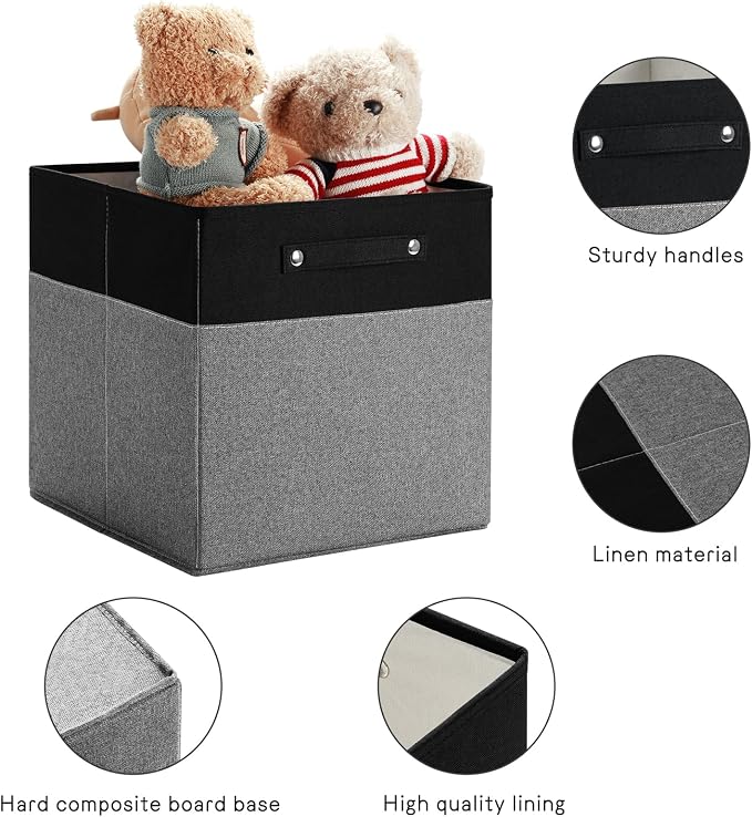 FinishingBo 13x13x13 Storage Cube Bins 6 Pack, Cube Shelf Baskets | Foldable - Image 6