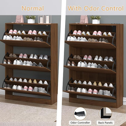BORNOON Shoe Cabinet with Odor Control and Back Panels, Deodorizing Slim 3-Flip - Image 5
