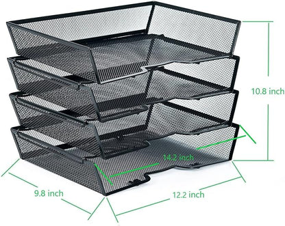 SETTFRFE 4 Tier Metal Mesh Desk Organizer-Stackable Letter Trays - Image 7