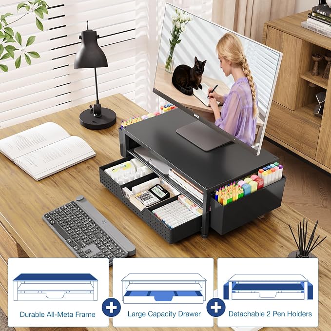 OPNICE Desk Organizers and Accessories, Computer Monitor Stand Riser - Image 4