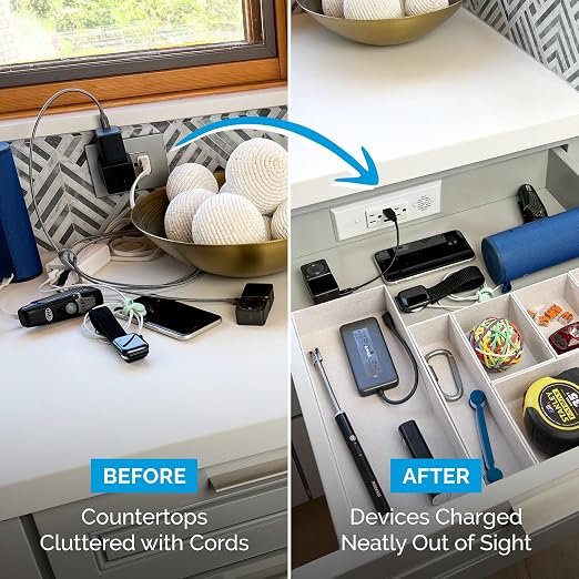 Docking Drawer Blade in-Drawer Outlet, Integrated Safety Shutoff, USB-A & 15 - Image 3