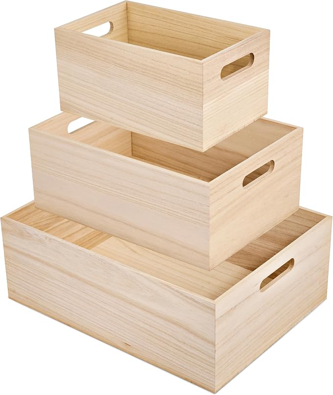 Sorbus Unfinished Wood Crates - Image 2