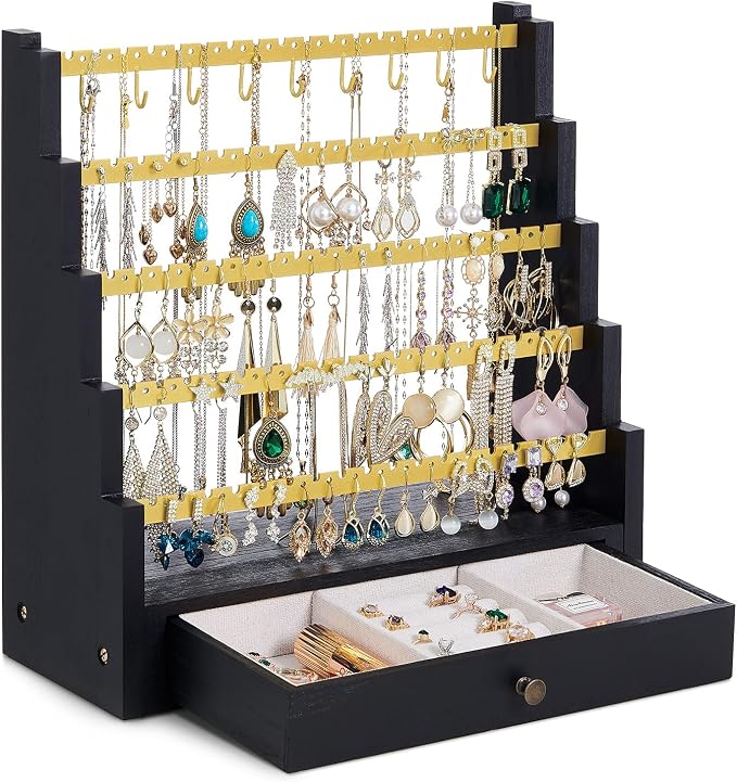 Pinzoveco Earring Organizer, 5 Layer Earring Holder Organizer by Pinzoveco