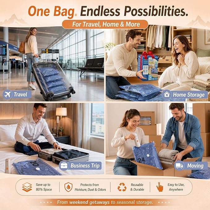 Vacuum Storage Bags with Rechargeable Cordless Pump, Space Saving Seal Bags - Image 7