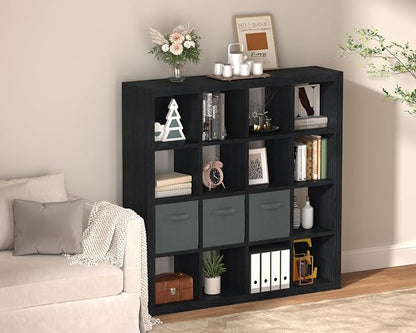 furtble Bookshelf with Storage Bins, 16-Cube Storage Organizer with Back Panels - Image 2