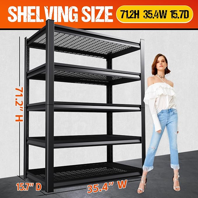 Set of 3 Garage Shelving Heavy Duty Storage Shelves, Adjustable Metal Shelving - Image 3