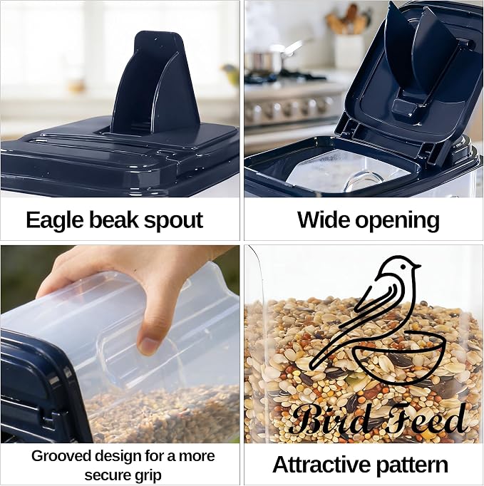 3L/3.2Qt Bird Seed Storage Container, Bird Seed Container - Image 3