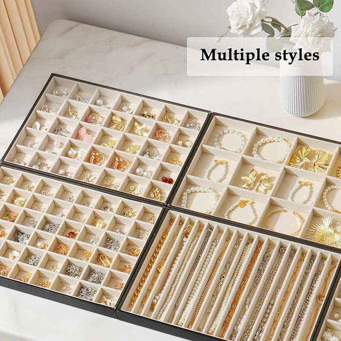 Large Jewelry Organizer Tray 2 Pack, Stackable Jewelry Storage Holder - Image 7